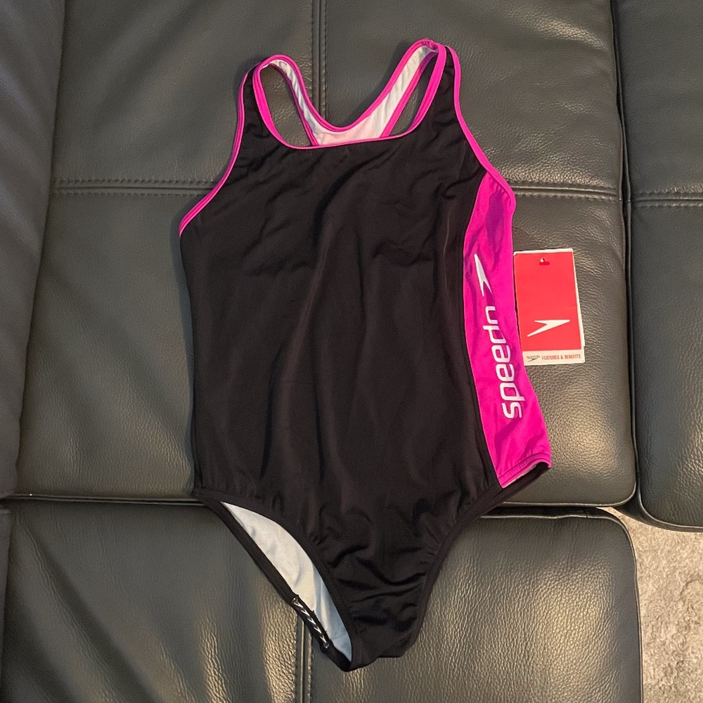 Speedo One Piece Swimsuit Girls 14 NWT